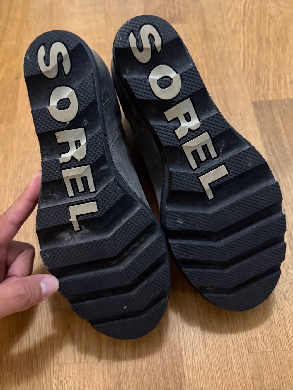 Sorel 7.5 Gray Leather Joan Wedge Zip Ankle Bootie Boots - Picture 9 of 10